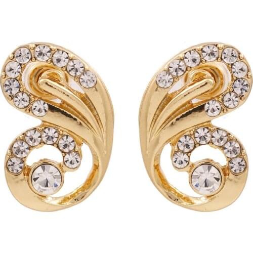 Fashion Simple Golden Zinc Alloy Butterfly Earrings Women Inlay Rhinestone Jewelry Cute Small Earring Female Accessories