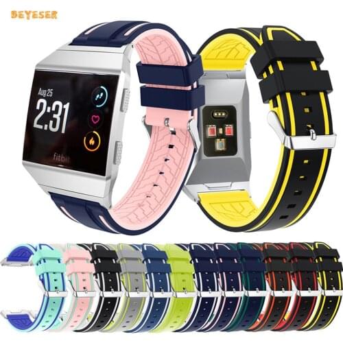 Fashion Bracelet Soft Sport Silicone Watch Bands For Fitbit Ionic Smart Watch Strap Two-Tone Replacement Wristband Accessories