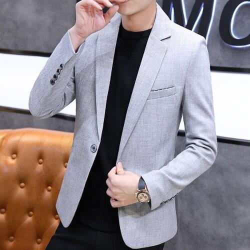 2021 Mens Solid Color Slim-Fitting blazer Youth Autumn New Fashion One Button blazer
