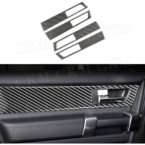 Carbon Fiber Car Door Handle Panel Trim Frame Cover Interior Moulding Stickers For Land Rover Discovery 4 LR4 2010-2016