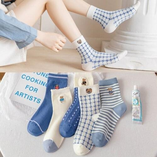 10 pieces = 5 pairs women socks fashionable new 2021 autumn winters embroidery plover female socks women