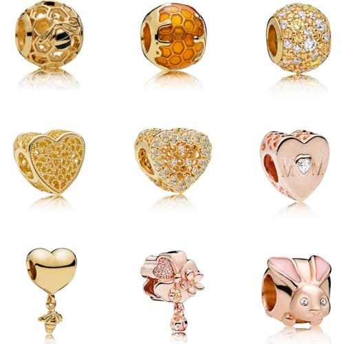 New Fashion Accessories Romantic Charm Shine Rose Gold Bee Honeycomb Hollow Diy Beaded Bracelet Necklace Ladies Jewelry Gif