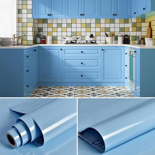 Pure Color Self-Adhesive Waterproof Wallpaper Furniture Films PVC Wall Stickers Kitchen Cabinets Decorative Sticky Paper Decals