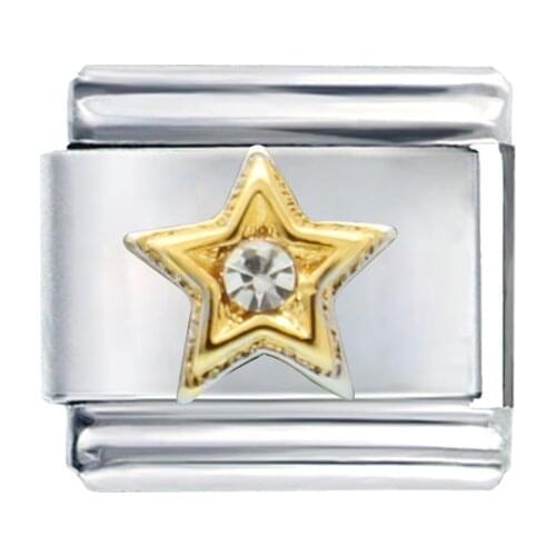 Stainless Steel Wholesale Composable links bracelet Classic size 9mm high quality gold plated Fancy star Italian charm