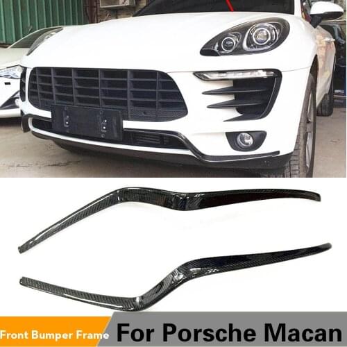 Front Bumper Lip Fenders Air Vents Fins Splitters Canards Grill For Porsche MACAN Standard 2014 - 2017 Carbon Fiber