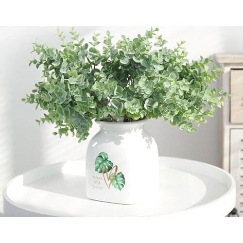 Artificial Plants Plastic Eucalyptus Leaves for DIY Home Decor Wedding Plants Faux Fabric Foliage Room Decoration Fake Plants
