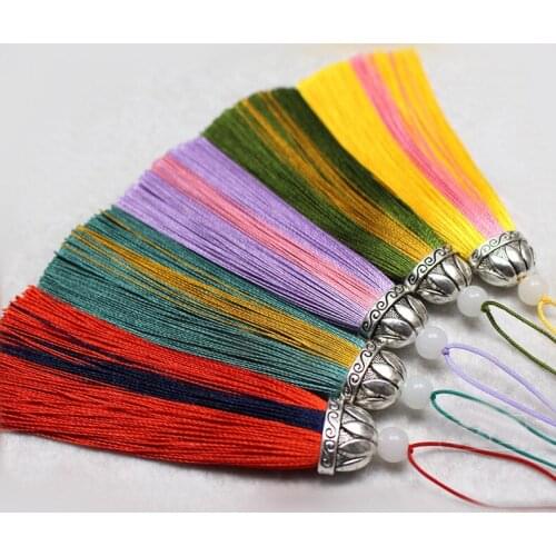 20 PCS 14 Colors High Quality 100MM China Handmade Polyester Soft Tassel Fringe Purl Macrame Pendant For Jewelry Making