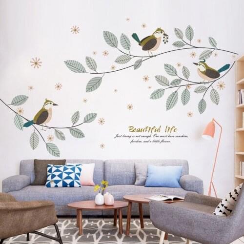 Garden Bird on The Branch Wall Stickers Living Room Bedroom Decoration DIY Art Wallpaper Furntiure Decor Wall Decals