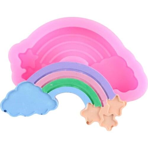 Rainbow Clouds Silicone Molds DIY Baby Birthday Fondant Cake Decorating Tools Chocolate Cupcake Topper Candy Polymer Clay Moulds