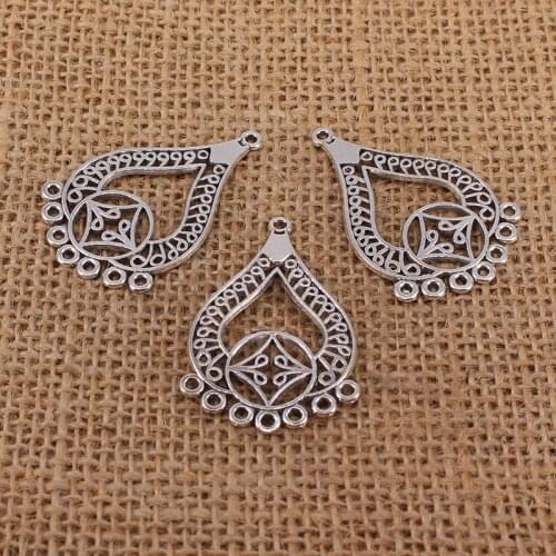 6pcs Earrings Connector Charms 42x27mm Antique Silver Color Pendants for DIY Jewelry Making Findings Handmade Craft 3773