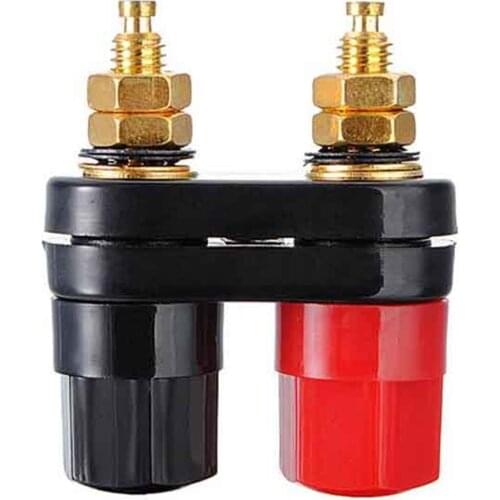 1 pair Speaker Amplifier Terminal Gold Plated Dual Binding Post Banana Plug Socket Red Black Wire Connectors