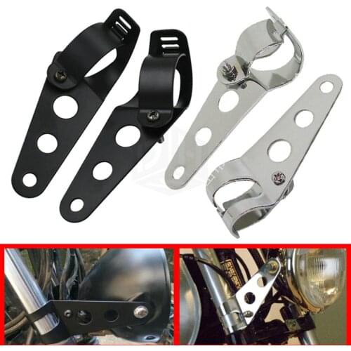 28mm-43mm Universal Motorcycle Headlight Mount Brackets Fork Ear Chopper Headlamp Holder Adjust Motor Fork Mount Black