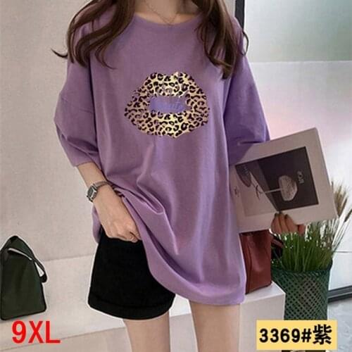 Large size womens T-shirt plus size 6XL 7XL 8XL 9XL summer round neck short-sleeved casual loose large size red T-shirt top