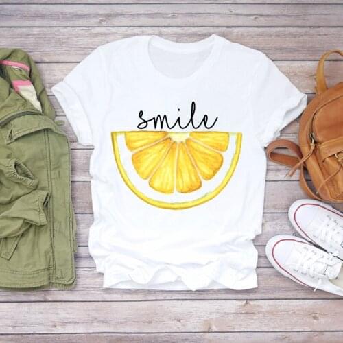 Women 2021 Beach Orange Print Summer Pineapple Fruit Camisa Shirt Ladies Womens T-shirts Top T Graphic Female Tee T-Shirt