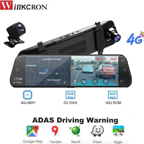 10" IPS 4G Android 8.1 ADAS Car DVR Rearview Mirror Dash Cam Auto Video Player Car Intelligent System 170 degree lens RAM 2G/16G