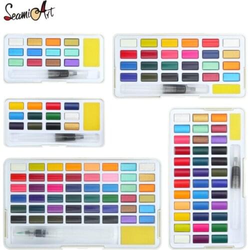 12/24/36/48 color solid pearlescent metal color watercolor paint set portable sketch painting color filling watercolor paint