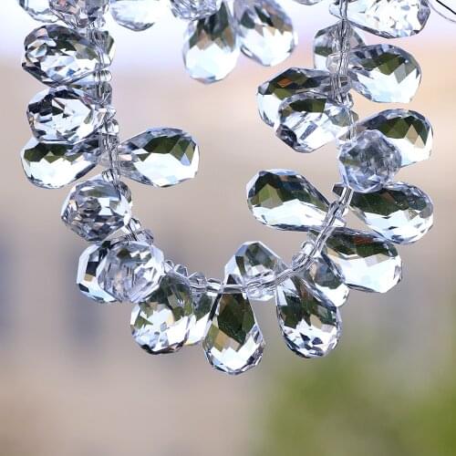20PCS Clear Drop Beads 10*18/12*22mm Murano Glass Faceted Droplet Bead Semi Precious Stones Transparent Pearl For Jewelry Making