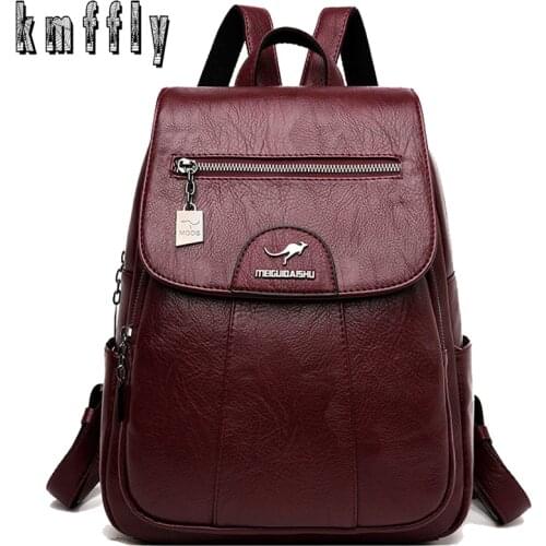 2020 New Women Backpack PU Leather Backpack Large Capacity Travel Backpacks Shoulder Bags Fashion School Bags for Teenage Girls