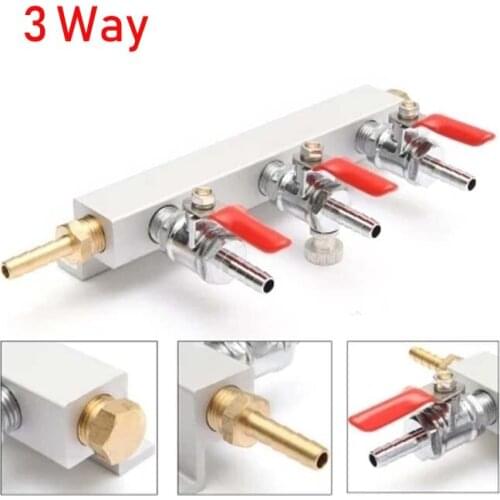 3 Way CO2 Gas Distribution Block Manifold with 7mm Hose Barbs Home Brewing Draft Beer Dispense Keg
