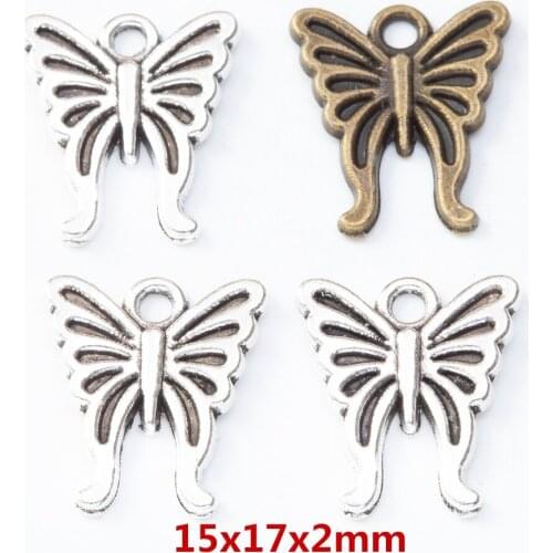 40pcs zinc alloy Charm Antique Silver Butterfly pendant fit Bracelet Necklace jewelry accessories findings 8167