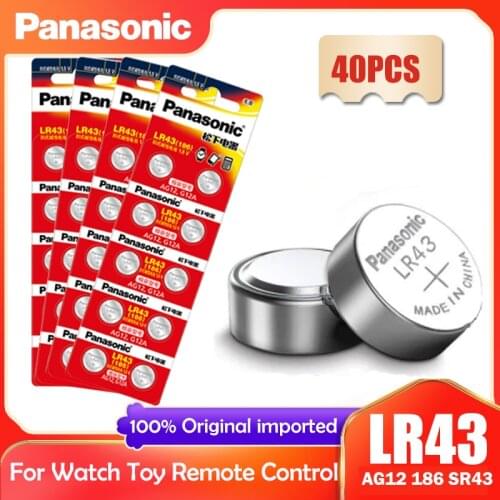 40PCS Panasonic LR43 AG12 186 1.5V Alkaline Battery 386 SR1142 LR1142 SR43 Button Cell Coin For Watch Calculator Control Remote