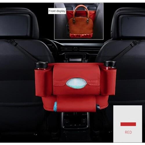 Car PU Pocket Handbag Holder Car Seat Storage Bag Holder PU Leather Between Car Seat Storage Black Car Net Stowing Tidying