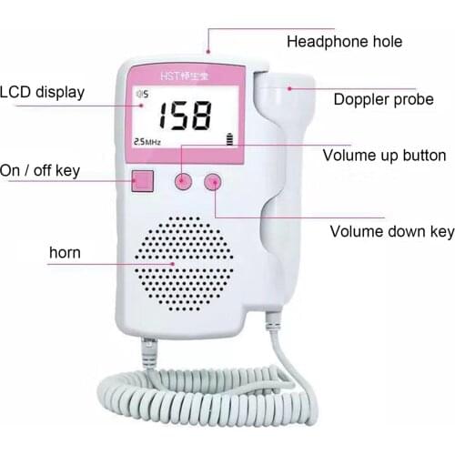 Doppler Fetal Heart Rate Monitor For Pregnant Without Radiation Stethoscope Listening To Baby Fetal Heart Rate Tool Detector