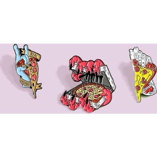 Cartoon Halloween Horror Pizza Skeleton Enamel Brooch Bag Clothes Lapel Pin Sasha Away Badge Cartoon Jewelry Gift For People
