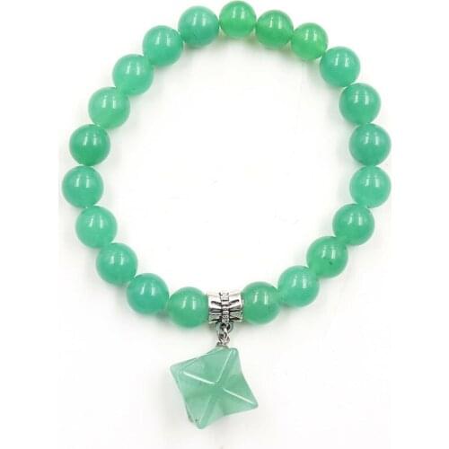 FYSL Silver Plated Star Point Connect Many Colors Stone 8 mm Round Beads Elastic Bracelet Transfer Lucky Gift Jewelry