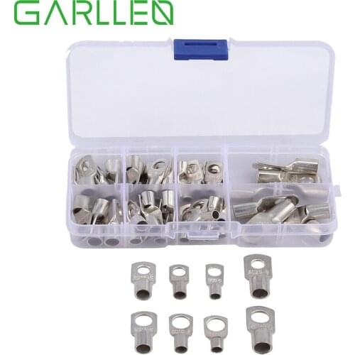 GARLLEN 60pc Environmentally Friendly Tin Plated Copper Tube Terminals Battery Welding Cable Lug Ring Crimp Connectors Kit