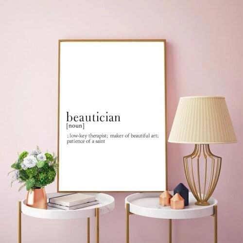 Beautician Definition Print Beauty Salon Gift Modern Typography Quote Wall Art Canvas Painting Picture Minimalist Poster Decor
