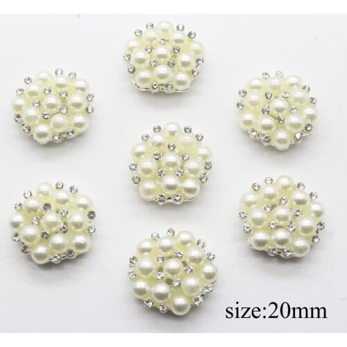 Hot sale 5pcs/set 20mm Handmade Flower Rhinestones Pearl wedding decoration Diy Alloy Diamante Cryustal Bow Accessories