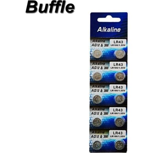 10pcs/pack Buffle LR43 AG12 Coin Battery 386A SR43 186 LR1142 1.55V Electronics Lithium Button Cell Batteries for Watches Toys