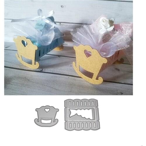 Mini Baby Cradle Cart Craft Die Metal Cutting Dies Stamps 3D DIY Scrapbooking Carbon Photo Frame Wedding Invitation Cards Decor