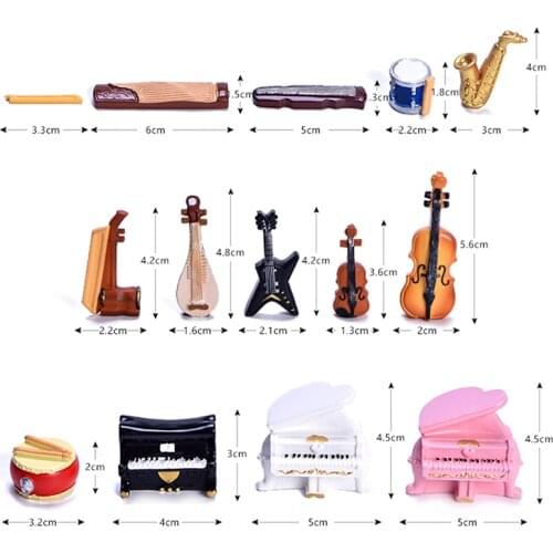 Miniature Music Instrument Resin Mini Violin Dollhouse Decorative Ornaments Crafts DIY Home Music House Bar Furniture Toys