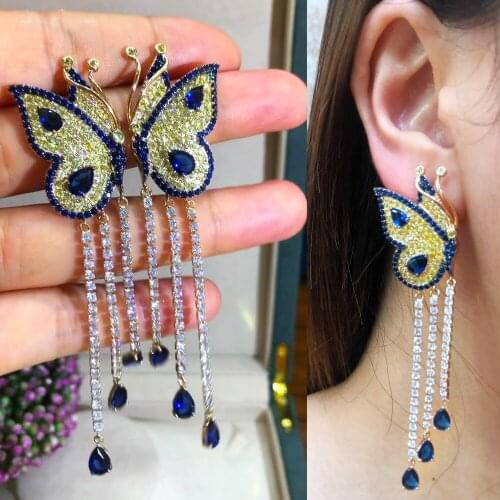 Missvikki Gorgeous Butterfly Tassel Drop Dangle Earrings For Women Wedding Party Bridal Earrings Jewelry Girls Gift Top Quality