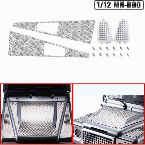 MJRC 1/12 MN-D90 Defender modified parts car Metal hood skid plate, hood air inlet Toy car parts