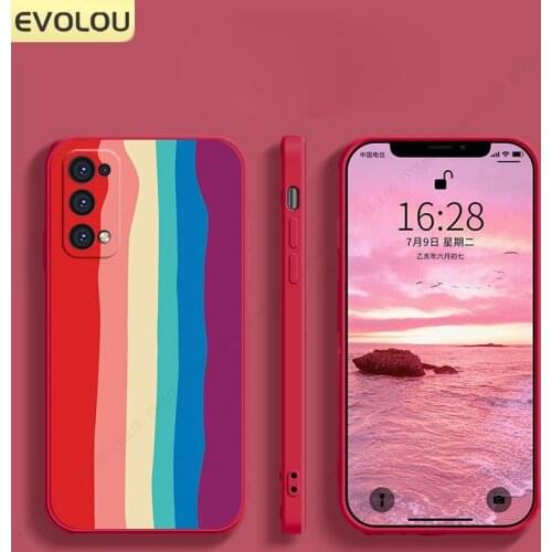 Square Rainbow Liquid Silicone Case for Samsung Galaxy A32 A52 A72 A42 A51 A71 A31 A12 S10 Note 10 A20S A30 Soft Bumper Cover