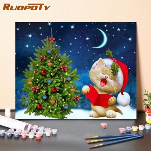 RUOPOTY Santa Claus painting by numbers wall decor christmas DIY paints on canvas living room gift