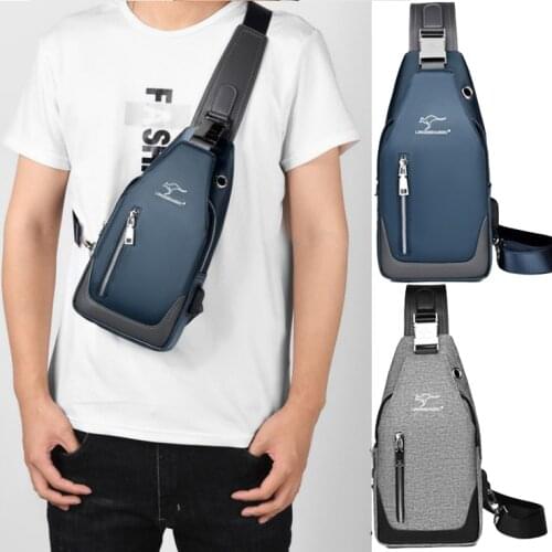 Mens Messenger Bag Shoulder Oxford Cloth Chest Bags Crossbody Casual Messenger Bags Man USB Charging Multifunction Handbag