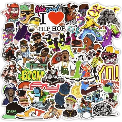 50PCS Hip Hop Cartoon Stickers Laptop DIY Fridge Guitar Motorcycle Luggage Skateboard Cool Funny Sticker Decal Kid Toys F3