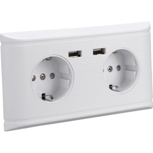 Best Dual 2 USB Ports Power Outlet Panel 5V 2.4A EU Standard Plug Wall Socket For Charger Adapter