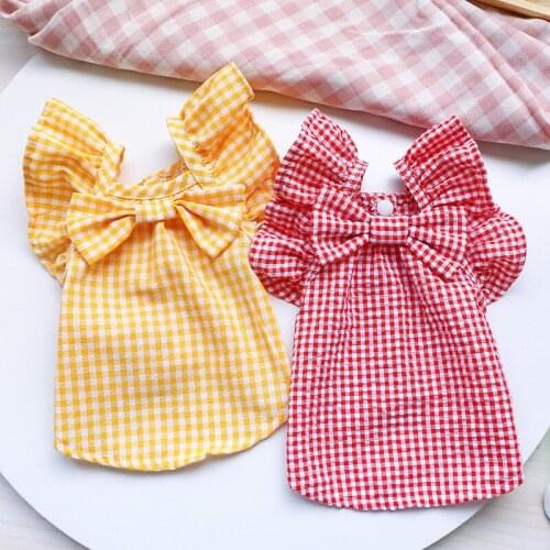 Spring and Summer Pet Clothes New Bow Thin Girl Dog Shirt Cat Clothes Chihuahua