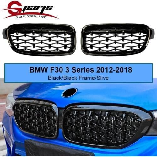 One Pair ABS Car Diamond Front Bumper Grille Overlay Kidney Racing Grilles For BMW 3 Series F30 F31 F35 320i 328i 335i 2010-2018