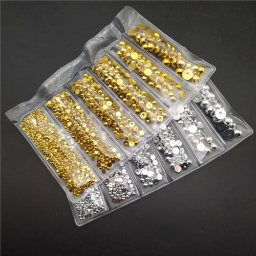 1440pcs Glitter ABS Semicircle Pearls Flatback Loose Beads For Jewelry Findings Wedding Dresses Decorations