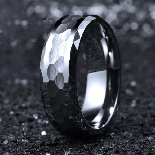 Popular 8mm Tungsten Carbide Steel noble black flake shining ring. The charm of men. Fashion trend engagement accessories
