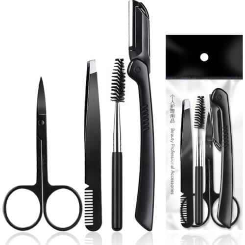 Professional Eyebrow Trimming Tool Set Eyebrow Tweezer Eyelash Cutter Eyebrow Clipper Stainless Steel Eyebrow Makeup Scissors