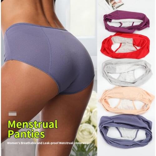 Plus Size Leak Proof Menstrual Period Panties Women Underwear Physiological PantsFour-Layer Organic Cotton Widen High Waist