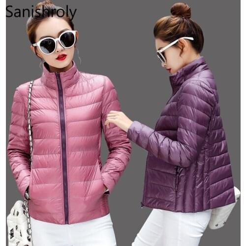 Sanishroly 2018 Double Coat Women White Duck Down Coats Slim Ultra Light Down Jacket Female Short Outwear Plus Size M-3XL SE273