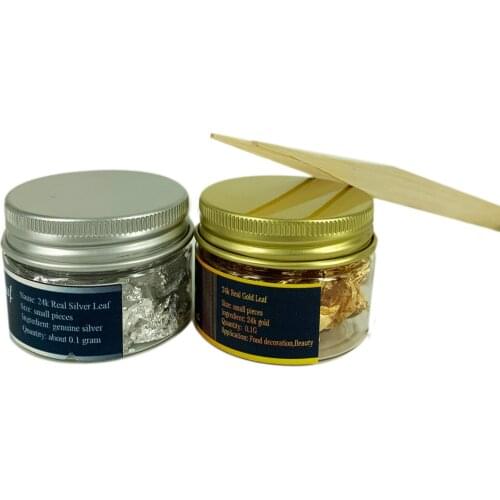 Edible gold silver foil leaf flakes food grade 99.9% pure gold and silver suits cake coffee wine foods dessert good appetite